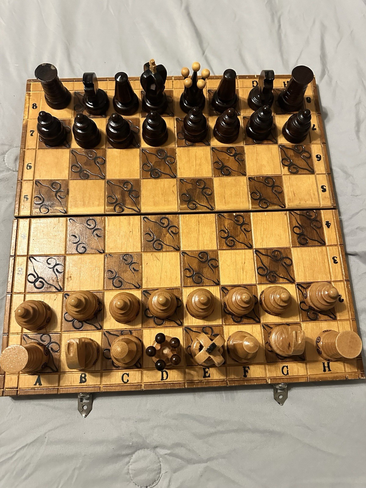 Hand-Carved Italian Wooden Chess Set, Vintage 1960s–1970s - accessory