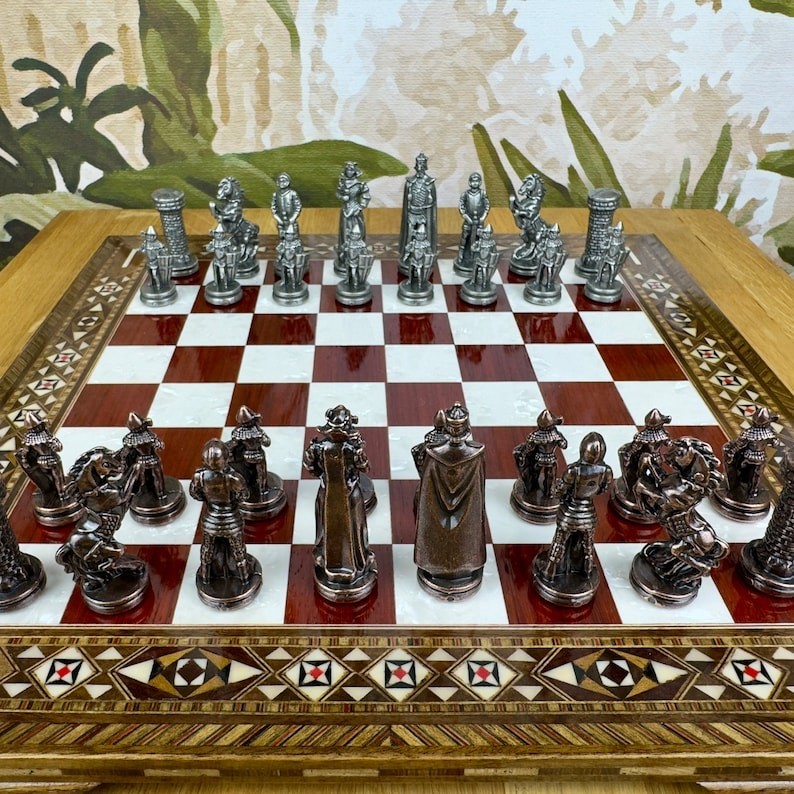 Handmade British Empire Chess Set with Inlaid Wood Board - accessory