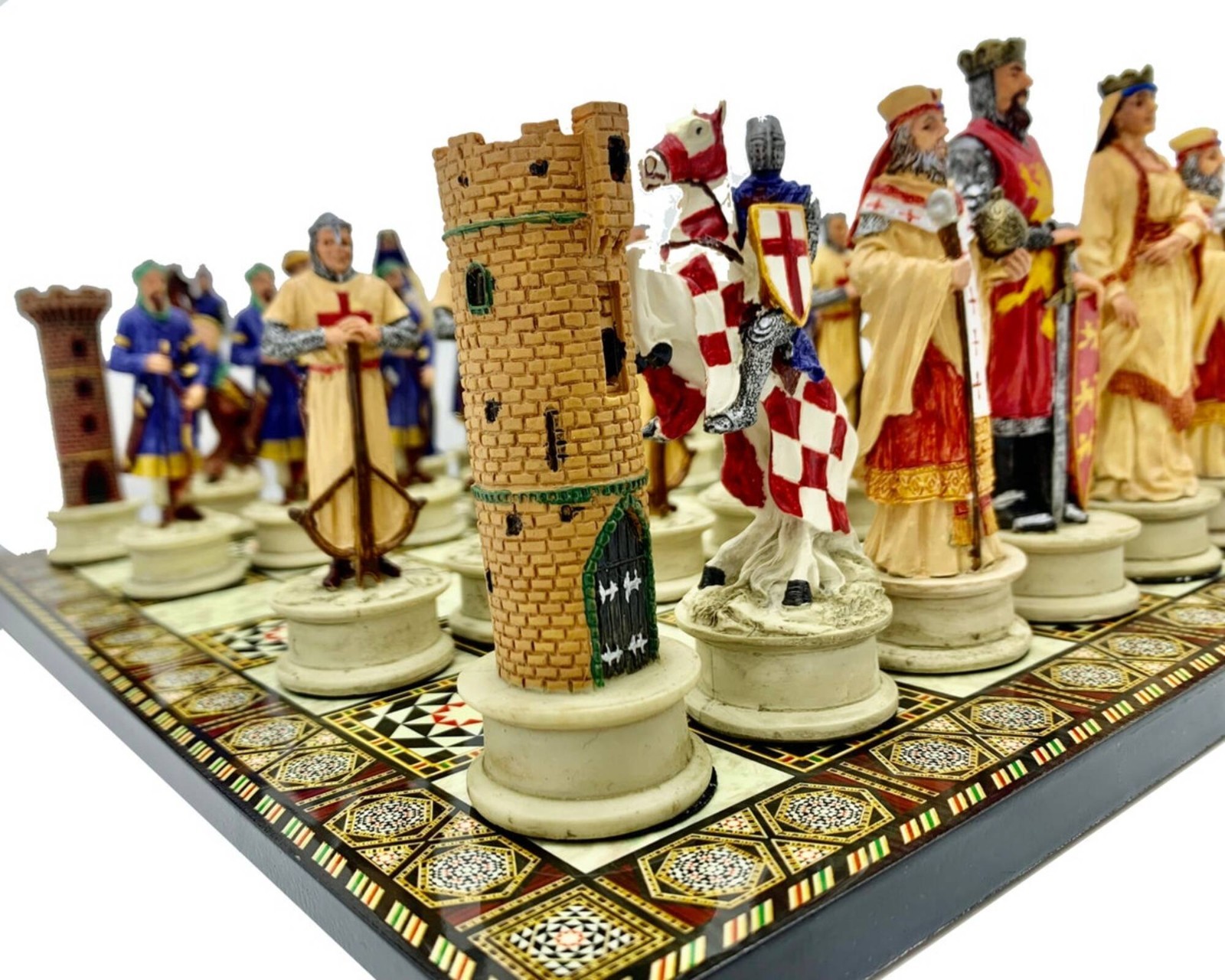 Handmade Crusaders Chess Set with Wooden Board and Hand-Painted Medieval Pieces - accessory