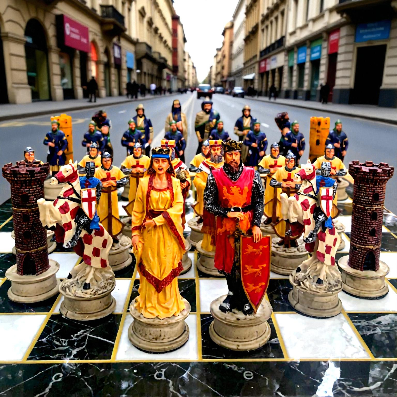 Handmade Medieval Crusaders Chess Set with Hand-Painted Pieces - accessory