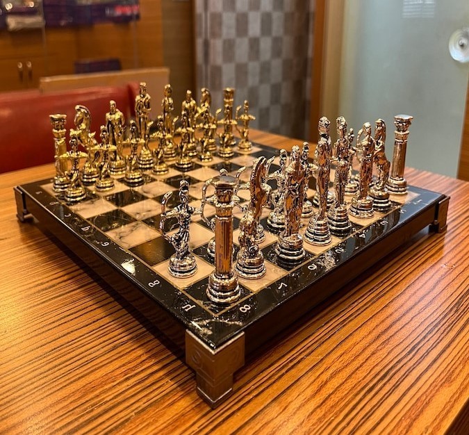Handmade Mythology Chess Set with Wooden Storage Board - accessory