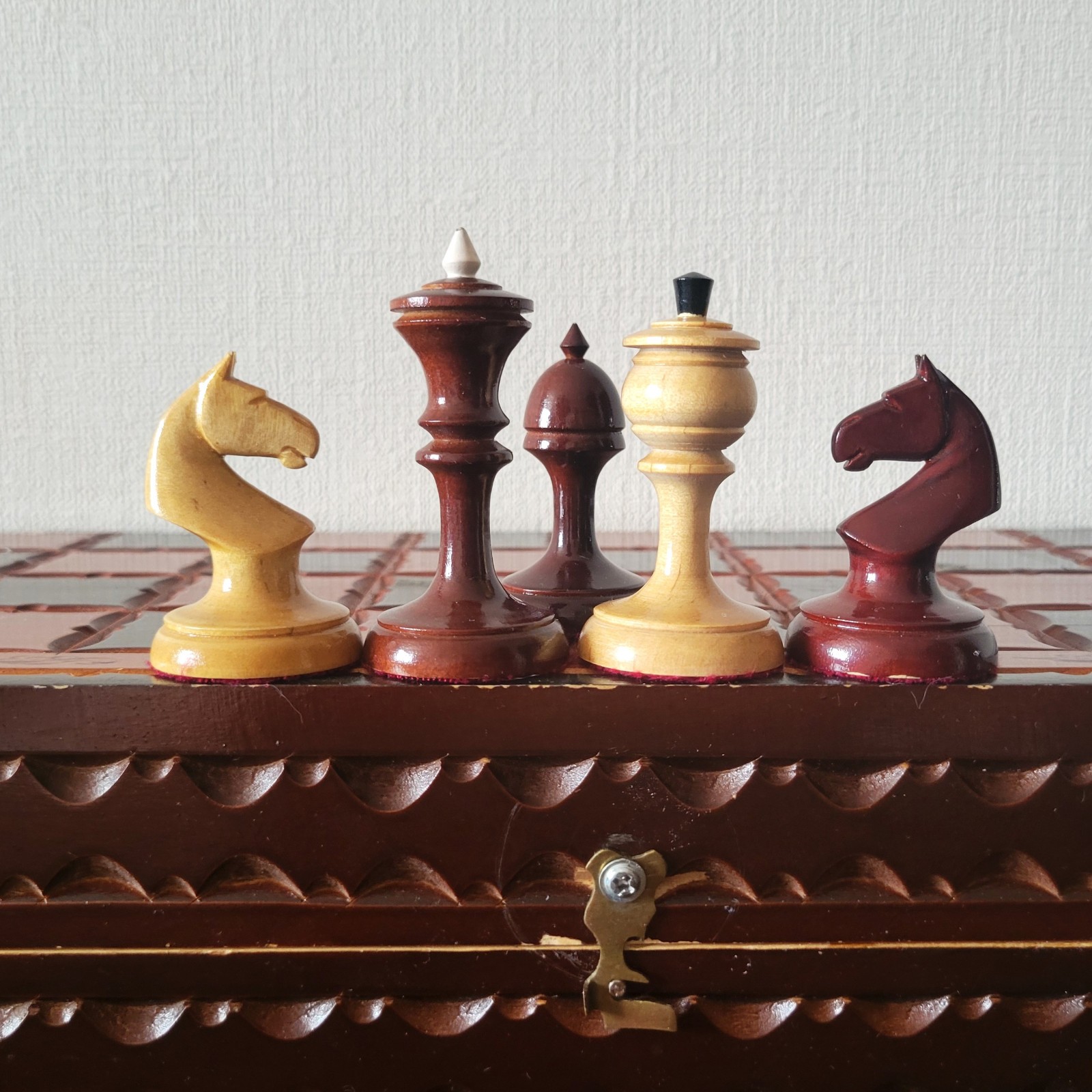 Handmade Soviet Chess Set from the 1970s — Carved Wooden Vintage USSR - accessory