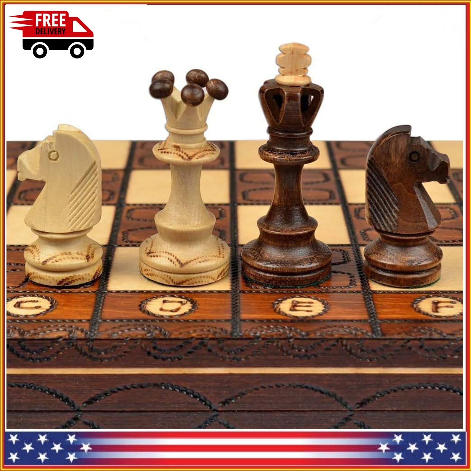 Handmade Wooden Chess Set with Hand-Carved Board and Pieces - accessory