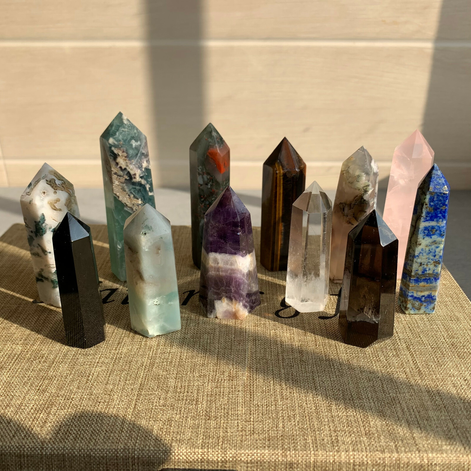 Natural Quartz Obelisk Crystal Wand Points – Set of 12 - accessory