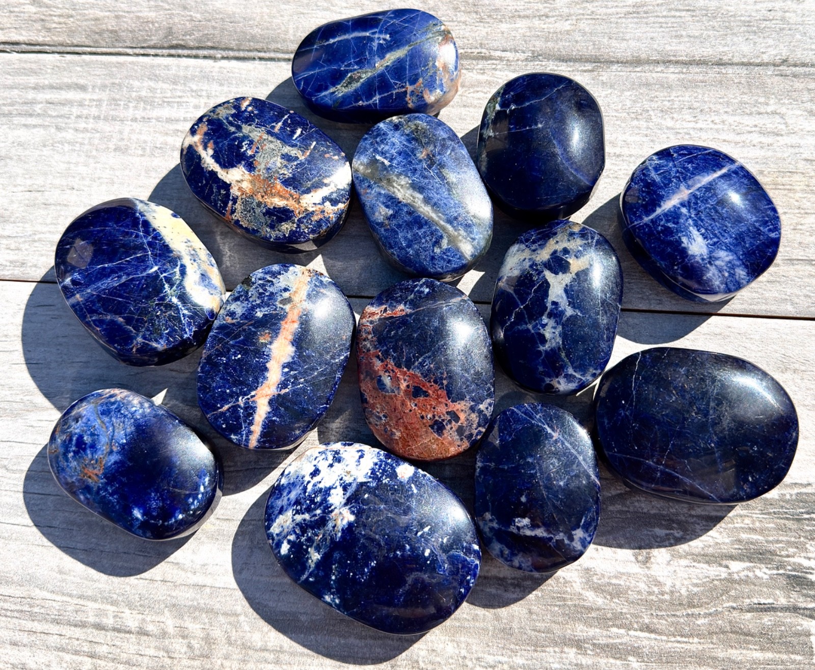 Natural Sodalite Palm Stones — Assorted Lot of 11–15 Pieces - accessory