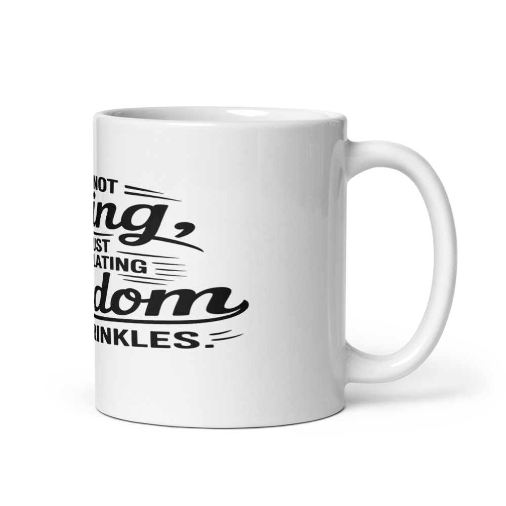 I’M NOT AGING, I’M JUST ACCUMULATING WISDOM AND WRINKLES. - mug