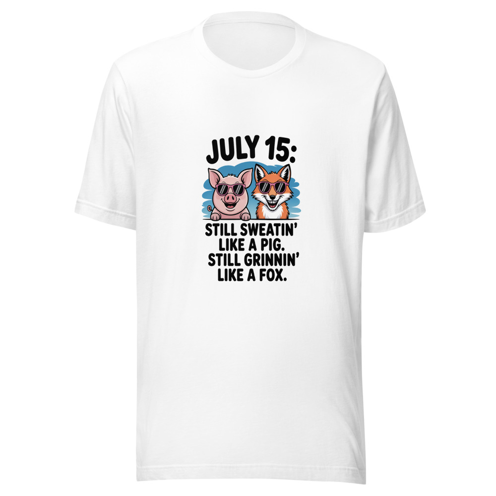 July 15: Still Sweatin' Like a Pig. Still Grinnin' Like a Fox. - tshirt